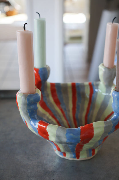Striped candelabra for four candles