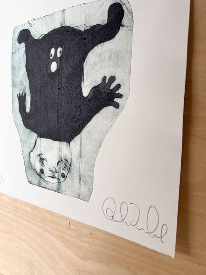 Monster on my Head - collagraph