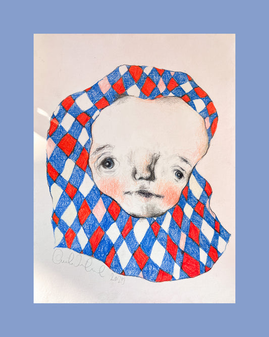 Blå og rød harlekin