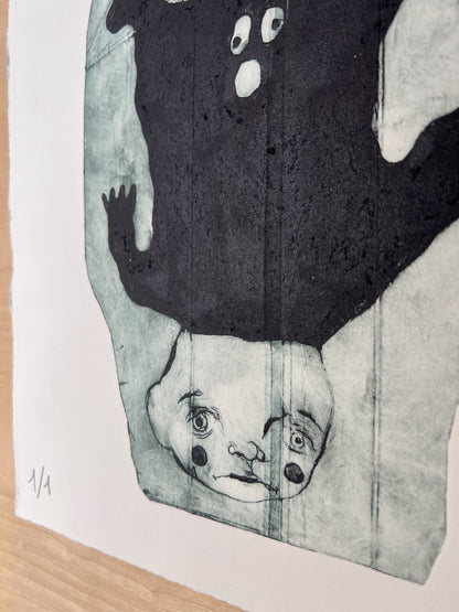 Monster on my Head - collagraph