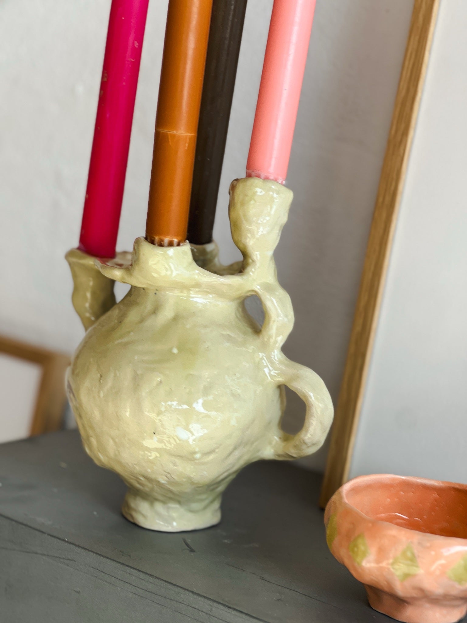 Unik lysestage i stentøj