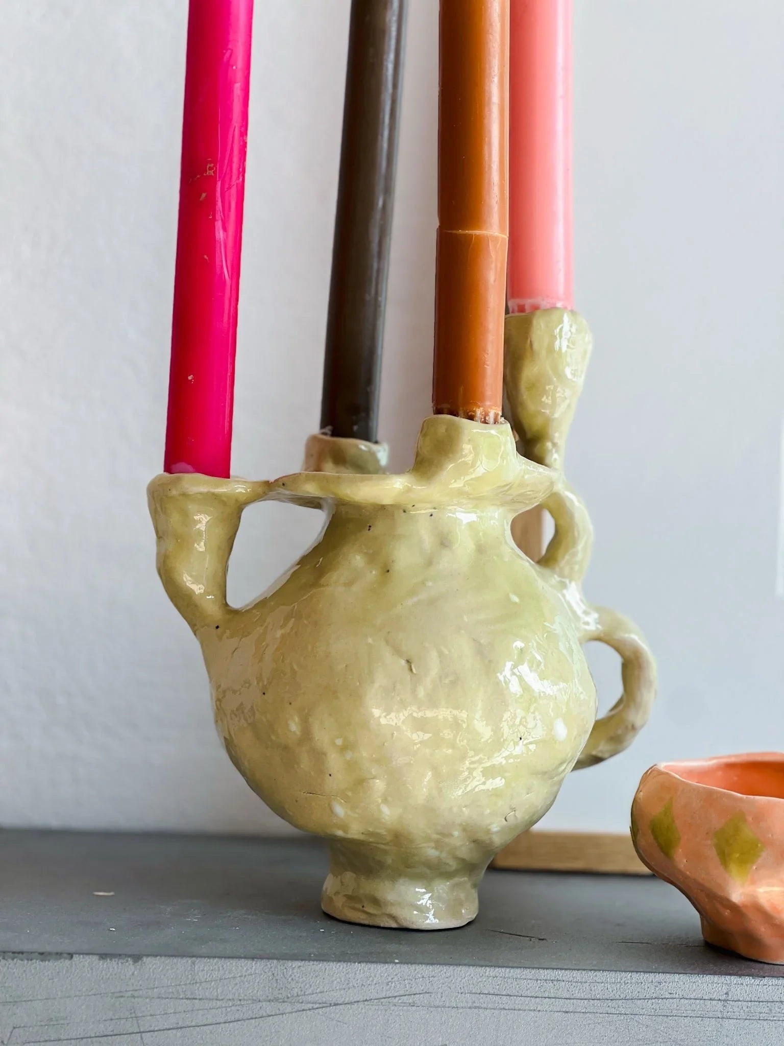 Unik lysestage i stentøj - Amanda Zimmerlund Kunst